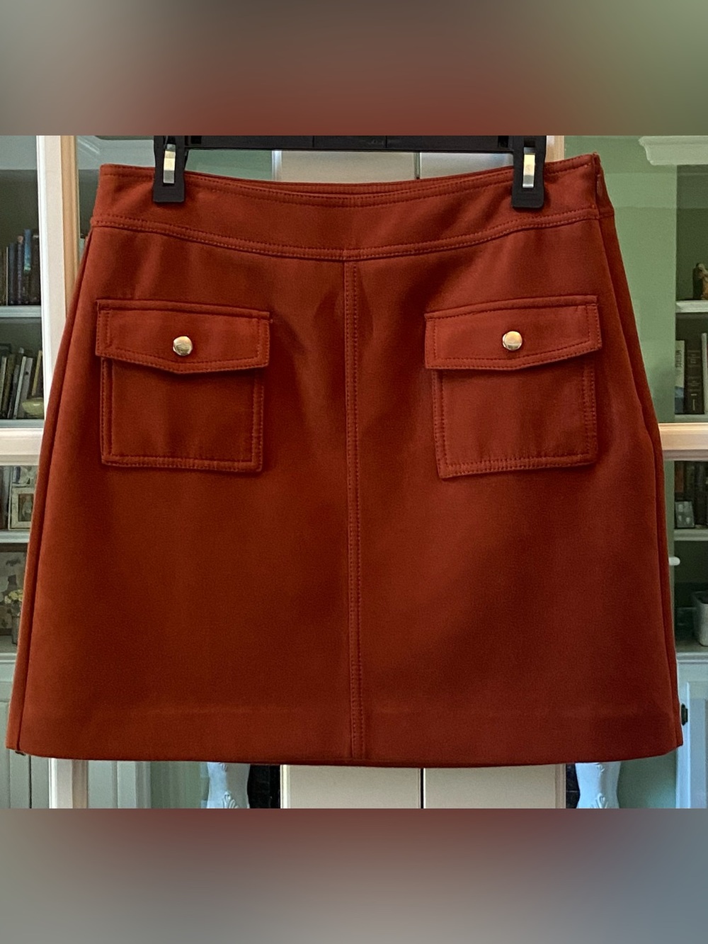LOFT Rust Faux Suede Skirt with Pockets Size 8
